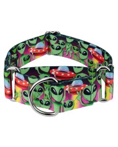 1 1/2 Inch Space Aliens Martingale Dog Collar