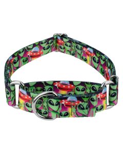 Space Aliens Martingale Dog Collar