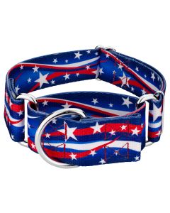 1 1/2 Inch Star Spangled Martingale Dog Collar