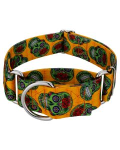 1 1/2 Inch Sugar Skulls Martingale Dog Collar