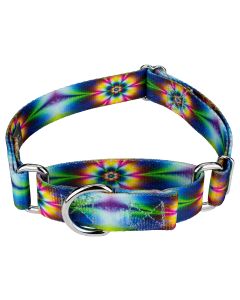 Tie Dye Flowers Martingale Dog Collar