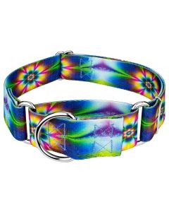 2 Inch Tie Dye Flowers Martingale Dog Collar