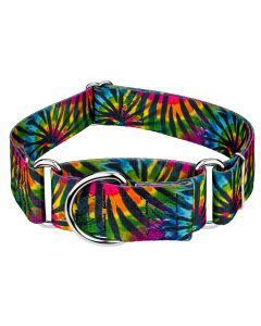 1 1/2 Inch Tie Dye Stripes Martingale Dog Collar