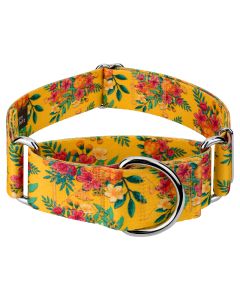 1 1/2 Inch Tropical Floral Martingale Dog Collar