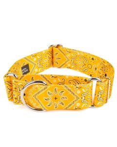 1 1/2 Inch Yellow Bandana Martingale Dog Collar