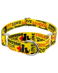 Yellow Loveable Rescue Martingale Dog Collar