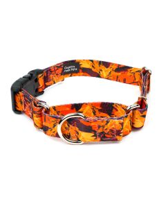 Orange Sunset Camo Martingale Dog Collar with Deluxe Buckle