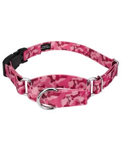 Pink Bone Camo Martingale with Deluxe Buckle