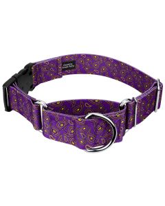 1 1/2 Inch Purple Paisley Martingale With Deluxe Buckle