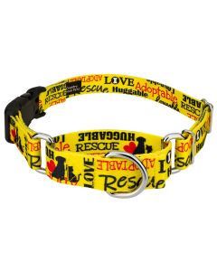 Yellow Loveable Rescue Martingale Dog Collar with Deluxe Buckle