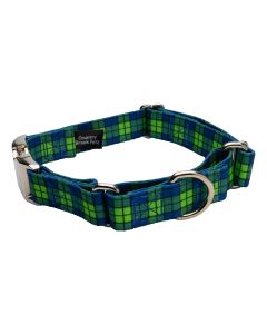 Blue and Green Plaid Martingale With Premium Buckle