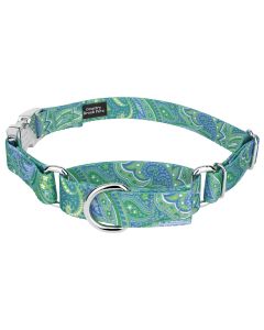 Green Paisley Martingale with Premium Buckle