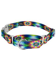 Tie Dye Flowers Martingale Dog Collar With Premium Buckle