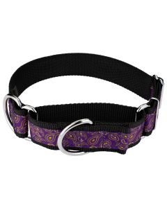 1 1/2 Inch Purple Paisley Exclusive Martingale Dog Collar