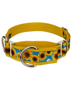 1 1/2 Inch Sunflowers Signature Martingale Dog Collar - Each collar you buy, a collar is donated to a shelter