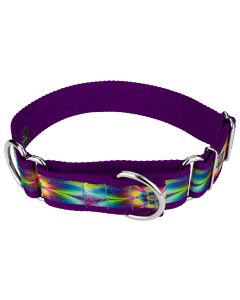 1 1/2 Inch Tie Dye Flowers Signature Martingale Dog Collar - Each collar you buy, a collar is donated to a shelter