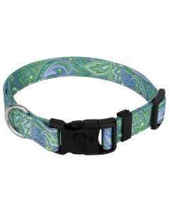 Deluxe Green Paisley Reflective Dog Collar