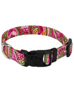 Deluxe Pink Paisley Reflective Dog Collar