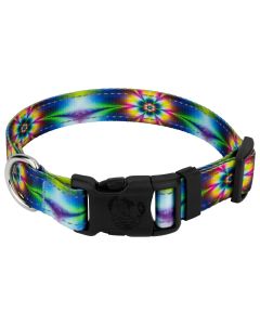 Deluxe Tie Dye Flowers Reflective Dog Collar