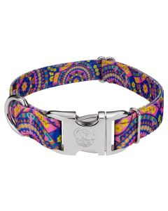 Premium Blue Boho Mandala Reflective Dog Collar