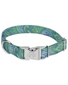 Premium Green Paisley Reflective Dog Collar