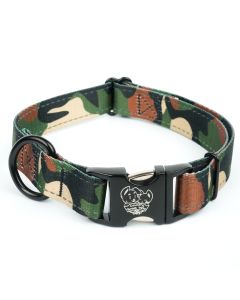 Premium Woodland Camo HD Reflective Dog Collar