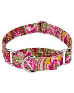 Pink Paisley Reflective Martingale Dog Collar