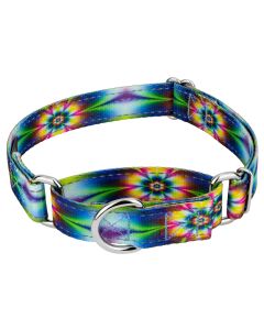 Tie Dye Flowers Reflective Martingale Dog Collar