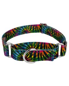 Tie Dye Stripes Reflective Martingale Dog Collar