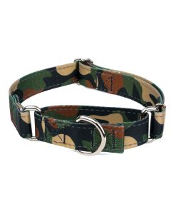 Woodland Camo Reflective Martingale Dog Collar