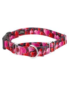 Romantic Hearts Reflective Martingale Dog Collar with Deluxe Buckle