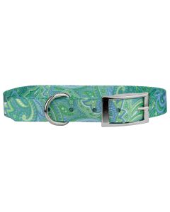 Green Paisley Traditional Dog Collar