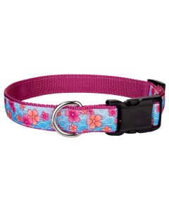 Deluxe Pink April Blossoms Ribbon Dog Collar