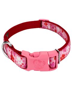 Deluxe Puppy Love Ribbon Dog Collar with Pink Buckle