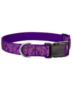 Deluxe Purple Paisley Ribbon Dog Collar