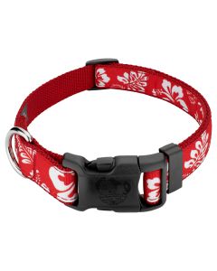 Deluxe Red Hawaiian Ribbon Dog Collar