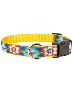 Deluxe Tie Dye Flowers Ribbon Dog Collar