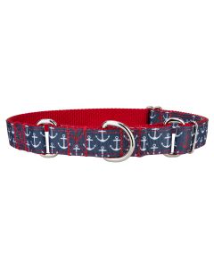 Anchors Away Ribbon Martingale Collar