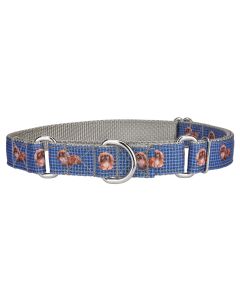 Blue Pekingese Ribbon Martingale Collar Closeout 