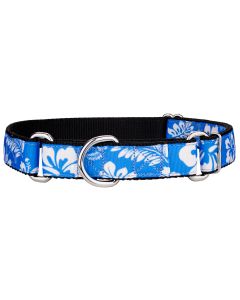 Blue Hawaiian Ribbon Martingale Dog Collar