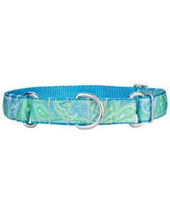 Green Paisley Ribbon Martingale Dog Collar