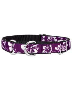 Purple Hawaiian Ribbon Martingale Dog Collar