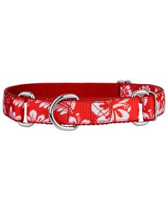 Red Hawaiian Ribbon Martingale Dog Collar