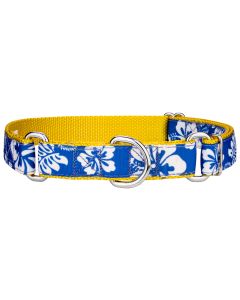 Royal Blue Hawaiian Ribbon Martingale Dog Collar