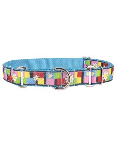 Spring Daisies Ribbon on Ice Blue Martingale Collar