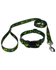 Clovers In The Wind Deluxe Dog Collar and Leash