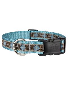 Deluxe Blue & Brown Diamond Woven Ribbon on Ocean Blue Dog Collar Limited Edition