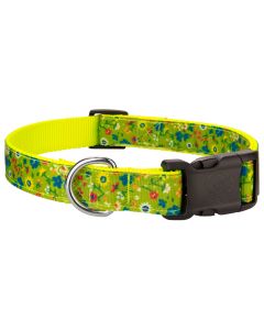 Deluxe Sweet Floral Lemongrass Ribbon Dog Collar