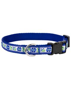 Deluxe Wonderful Blue Flowers Ribbon Dog Collar 