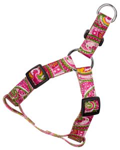 Pink Paisley Reflective Step-In Dog Harness